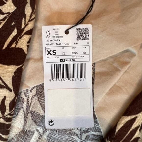 NWT‎ MANGO LINEN Blend Tropical Print Notch Collar Blazer Front Flap Pockets XS - Picture 10 of 13